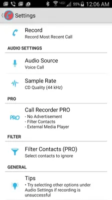 Call Recorder android App screenshot 1